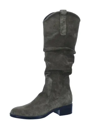 Khakifarbener Stiefel aus Veloursleder